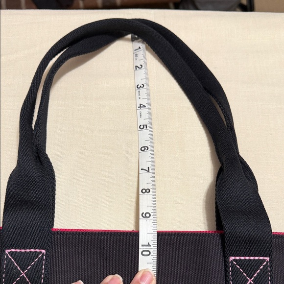 Life Is Good Black Canvas Tote Beach Bag. Pink and Red Lettering “Good Vibes” - Picture 9 of 11